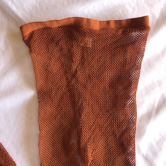 Vintage Danskin Pantyhose Fishnet Burnt Orange Tights - Picture 4 of 9